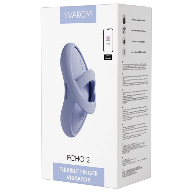 Svakom Echo 2 – Mini vibrátor na prst s odnímatelným pouzdrem a funkcí ohřevu, Fialový