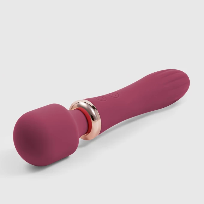 Crushious Dual Massage Wand Jinx - Dvojitý vibrátor typu wand s funkcí zahřívání, Bordó