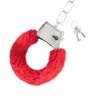 Crushious Love Cuffs red - kajdanki z futerkiem, czerwone