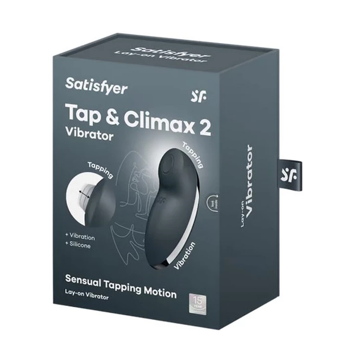 Satisfyer Tap &amp; Climax 2 blue - Klitorisový vibrátor, tmavě šedá