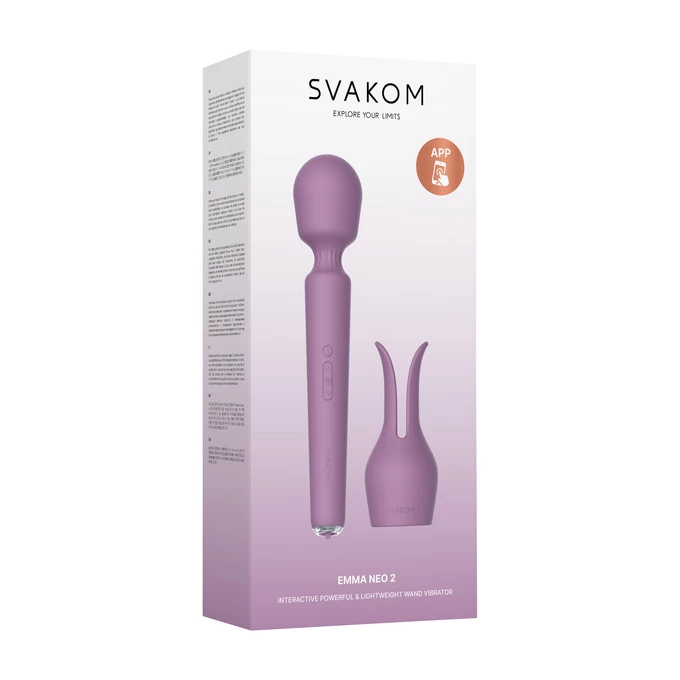 Svakom Emma neo 2 - Hůlkový vibrátor ovládaný aplikací s přídavným nástavcem