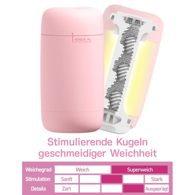 Tenga Puffy Strawberry pink  -  Klasický masturbátor s měkkou texturou