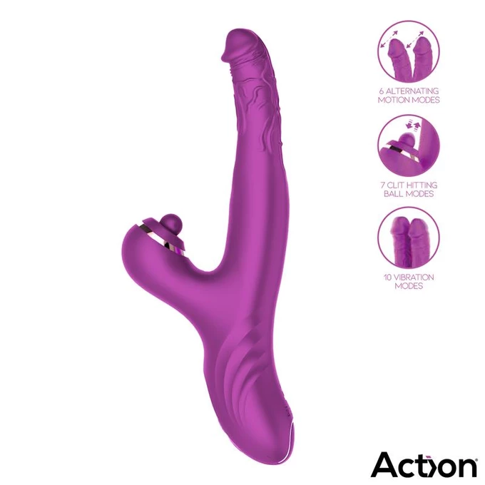 Action Nico Vibe - Dvouhřídelový vibrátor s klitoriálním masážním přístrojem