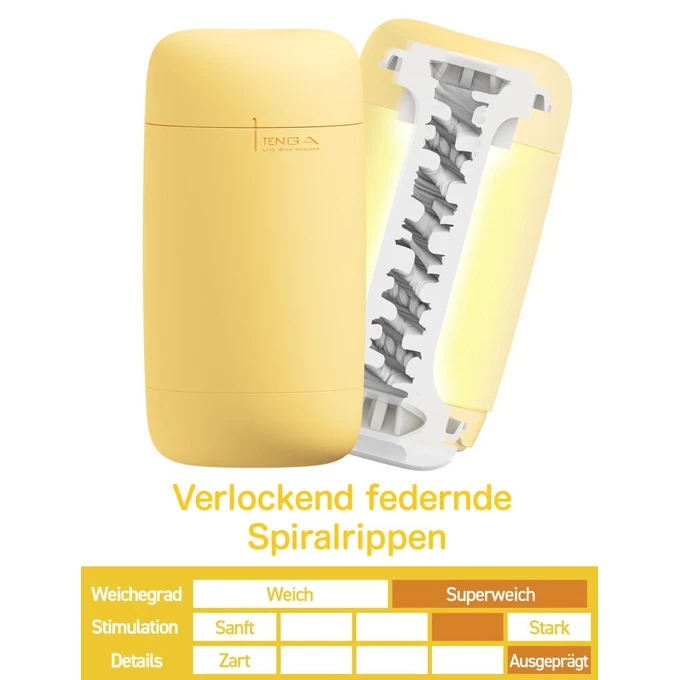 Tenga Puffy Custard Yellow - Klasický masturbátor s měkkou texturou