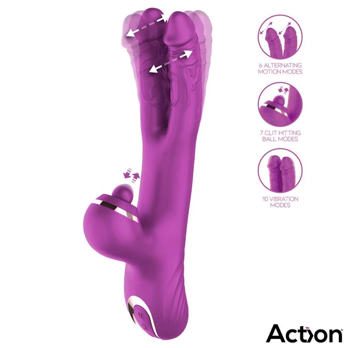 Action Nico Vibe - Dvouhřídelový vibrátor s klitoriálním masážním přístrojem