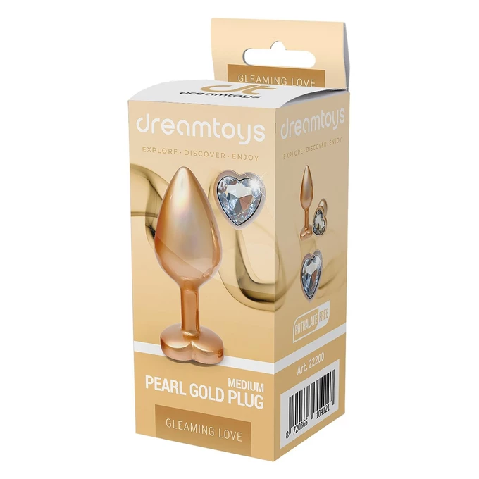 Dream Toys Gleaming Love Pearl - Korek analny z serduszkiem, Złoty, M