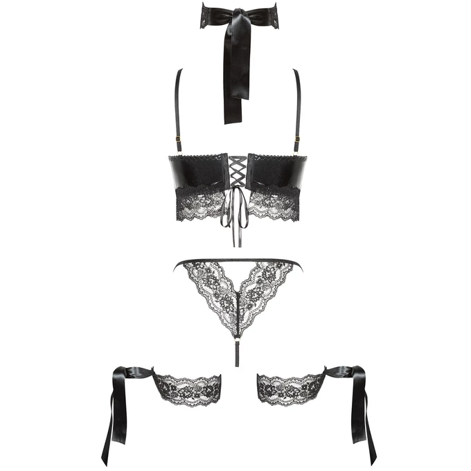 Beauty Night Shaquila  - Koronkowy zestaw z bondage i opaską na oczy