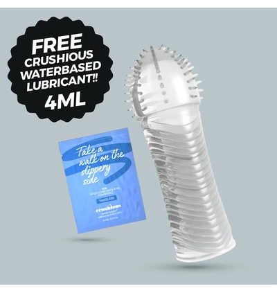 Crushious Ribbed - Nástavec na penis, vzorek lubrikantu zdarma
