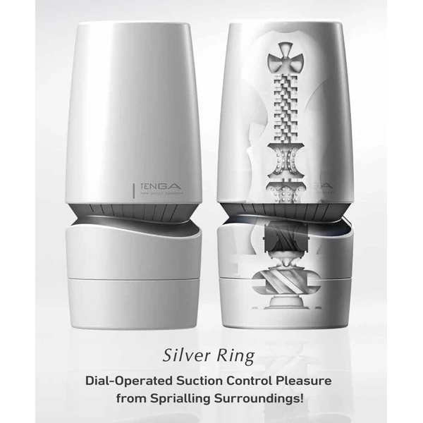 Tenga Aero Silver Ring - Klasický masturbátor s sacím efektem a spirálovou strukturou
