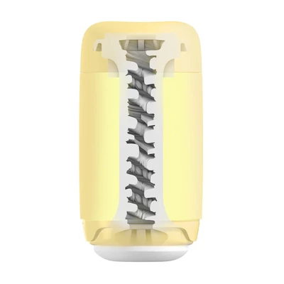Tenga Puffy Custard Yellow - Klasický masturbátor s měkkou texturou