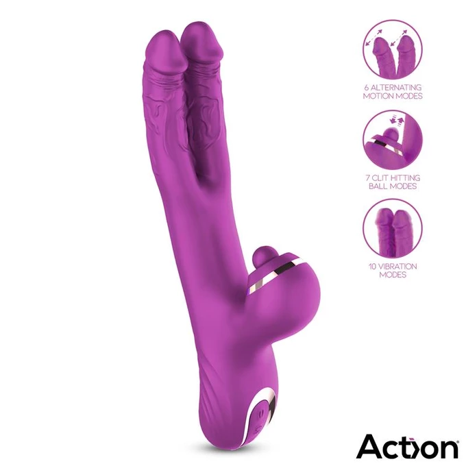 Action Nico Vibe - Dvouhřídelový vibrátor s klitoriálním masážním přístrojem