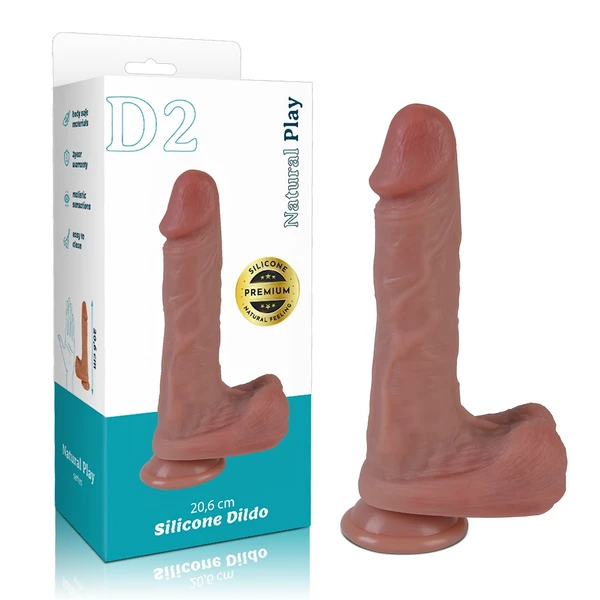 Erospace Natural Play D2 20,6 cm - Klasické dildo s přísavkou