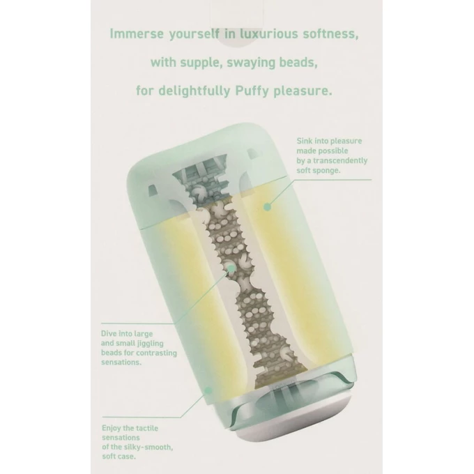 Tenga Puffy Mint Green - Klasický masturbátor s měkkou texturou