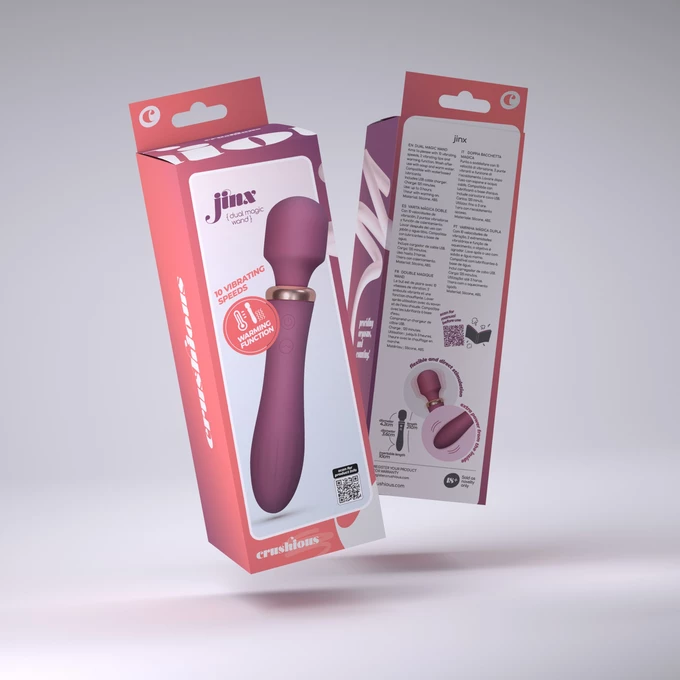 Crushious Dual Massage Wand Jinx - Dvojitý vibrátor typu wand s funkcí zahřívání, Bordó