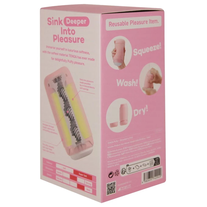 Tenga Puffy Strawberry pink  -  Klasický masturbátor s měkkou texturou