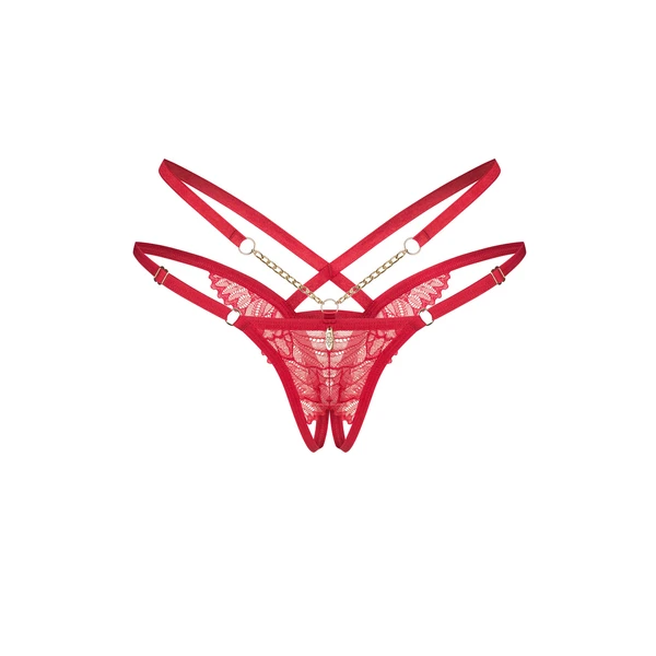 Obsessive Matildea - Stringi z otwartym krokiem, czerwone