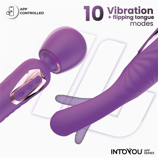 Intoyou App Series Salma Wand - Vibrátor s hůlkou a funkcí orální stimulace