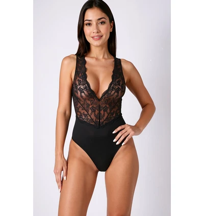 Passion Evalie - Koronkowe body, czarne
