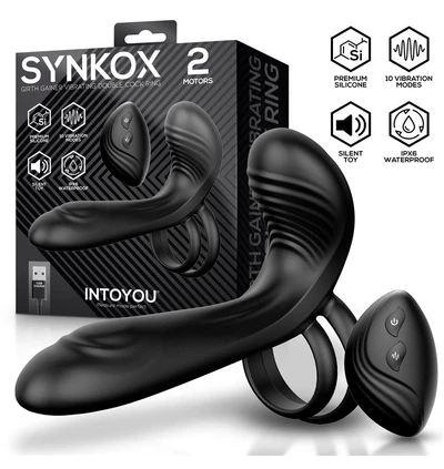 Intoyou Synkox - Podwójny, wibrujący pierścień na penisa sterowany pliotem