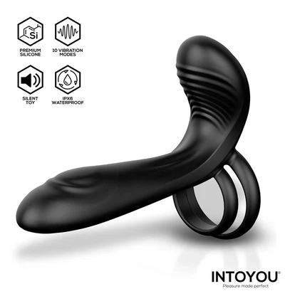 Intoyou Synkox - Podwójny, wibrujący pierścień na penisa sterowany pliotem