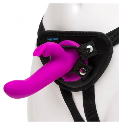 Vibrating Strap-On Harness Set uprząż z wibratorem strap on - czarno-różowy