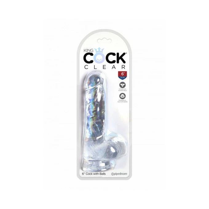 King Cock 6 Inch Cock with Balls Transparant - dildo