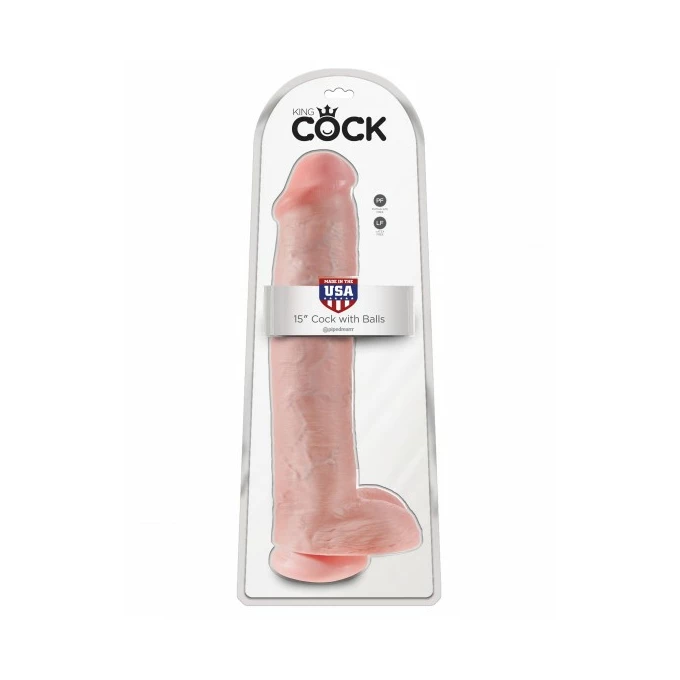 King Cock 15&quot; Cock with Balls Flesh - dildo