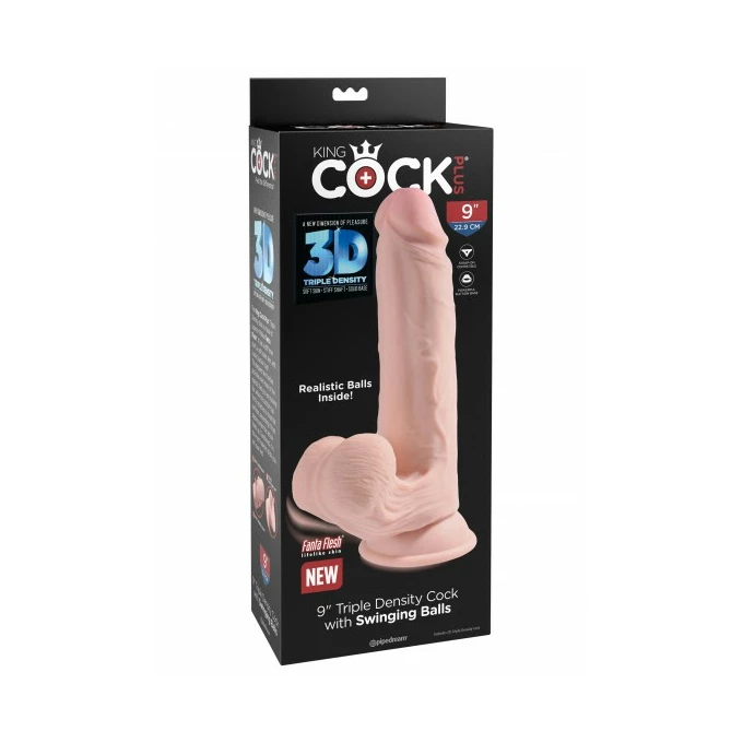 King Cock 3D Cock Swinging Balls 9 Inch - Dildo klasyczne