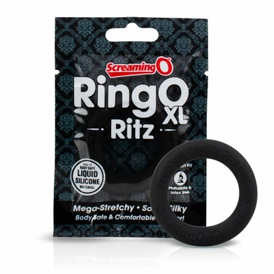 The Screaming O RingO Ritz XL Black - Elastyczny pierścień erekcyjny, Czarny