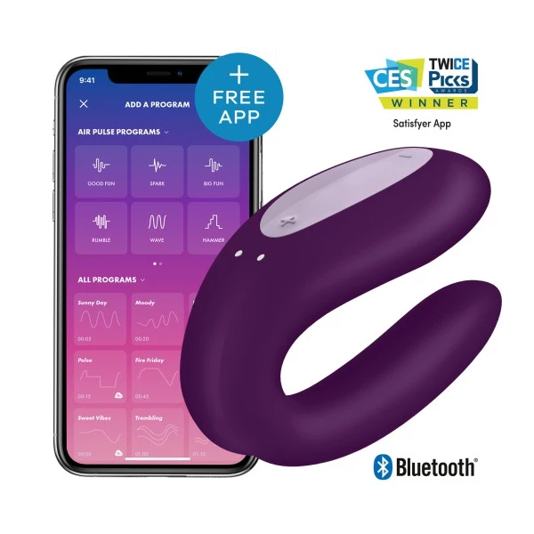Satisfyer Double Joy Violet  - Wibrator dla par sterowany aplikacją